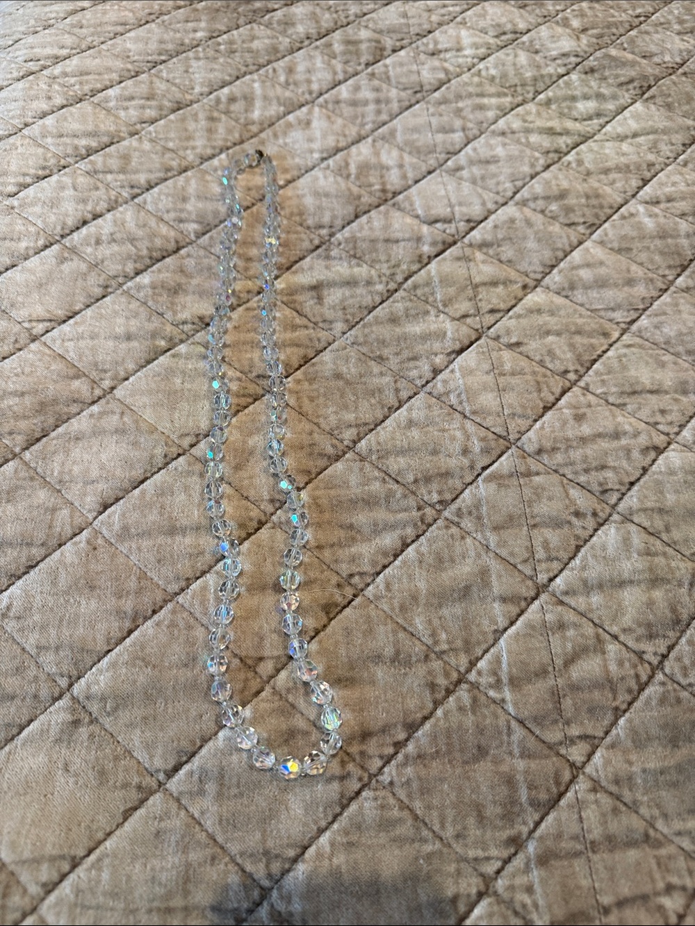Iridescent Crystal Bead Necklace - Clear Sparkle